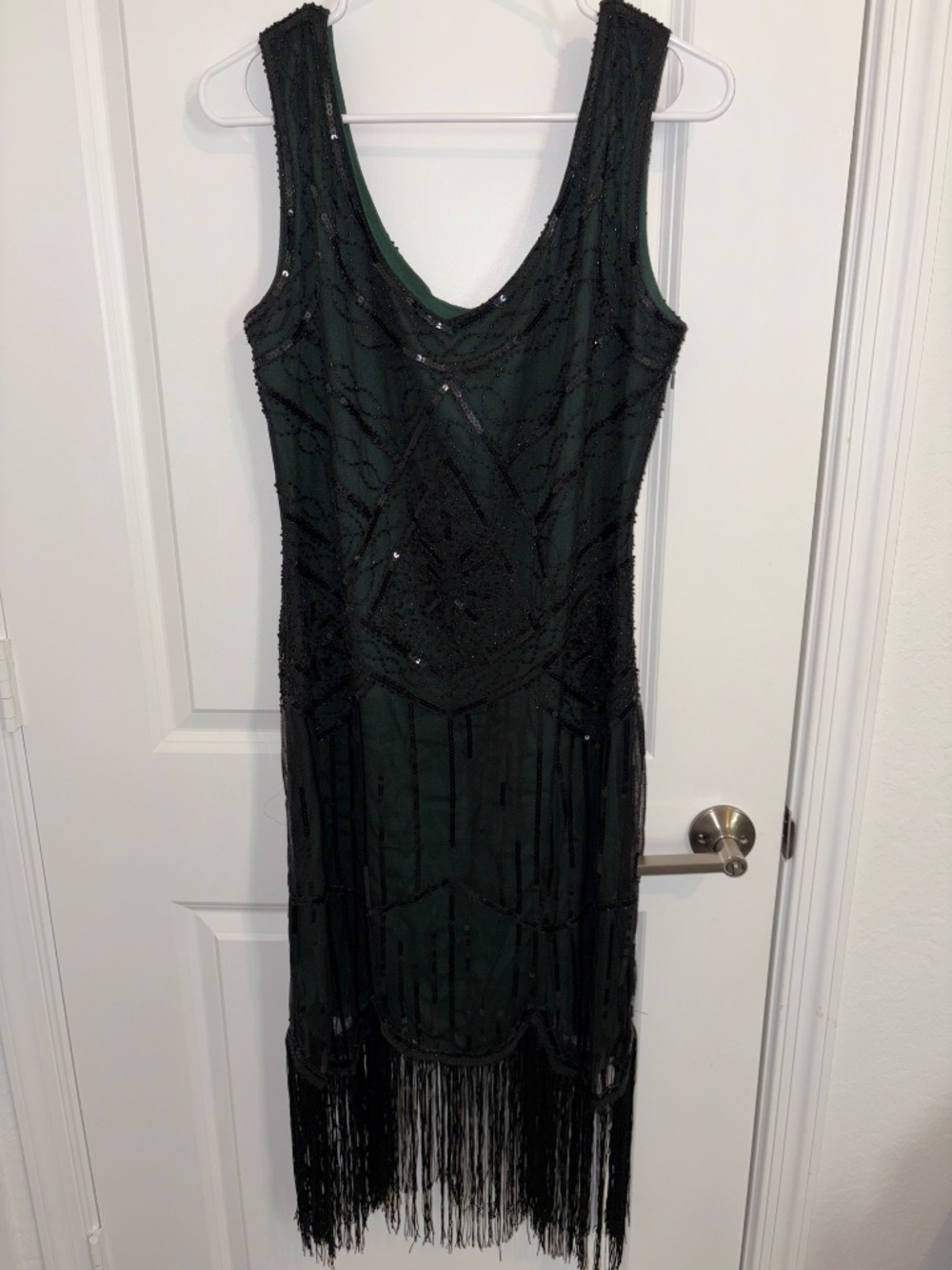 Women's 1920s Flapper Dress Peacock Boy's Charleston Gatsby Sequin Tassel Hem XL - Picture 2 of 14